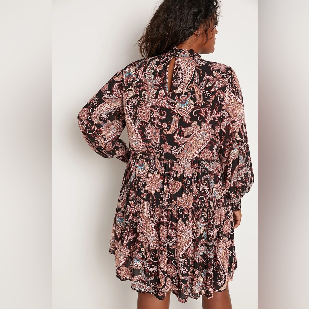 Anthropologie Women’s 2X Cadi Tiered Tunic Dress Floral Paisley Long Sleeve - Picture 3 of 13